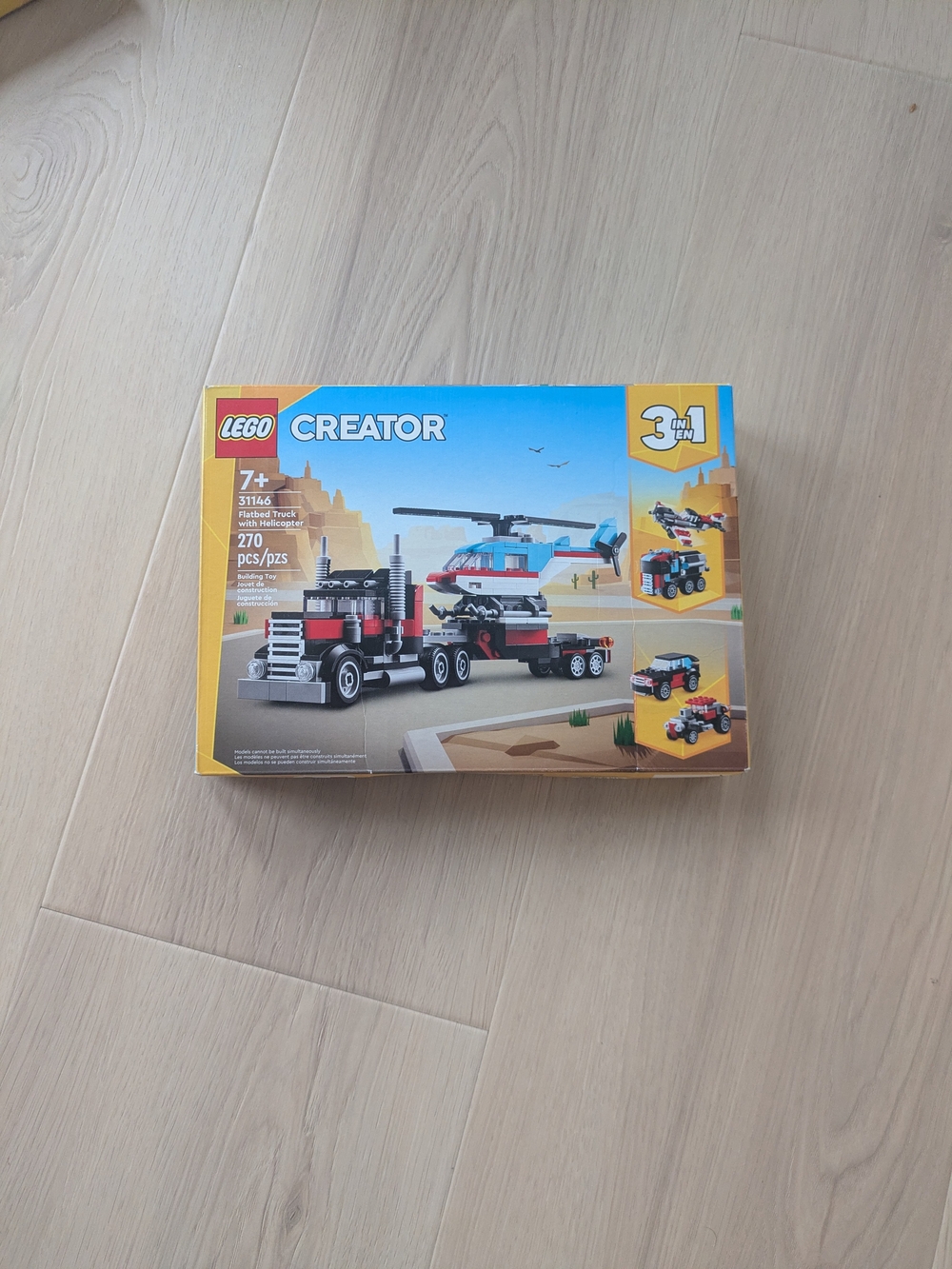 LEGO Creator Blue, Red and Black Flatbed Truck with Helicopter